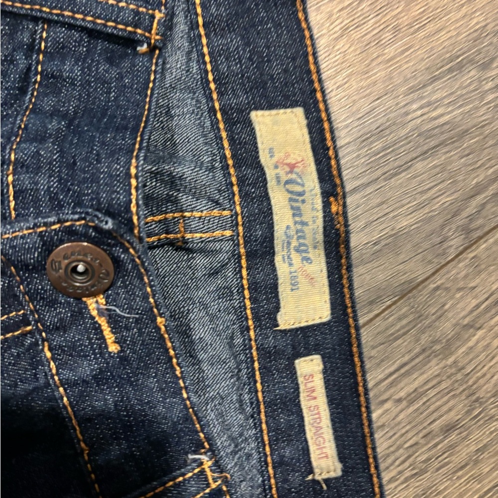 Vintage Dark Blue Slim Straight Men's Jeans